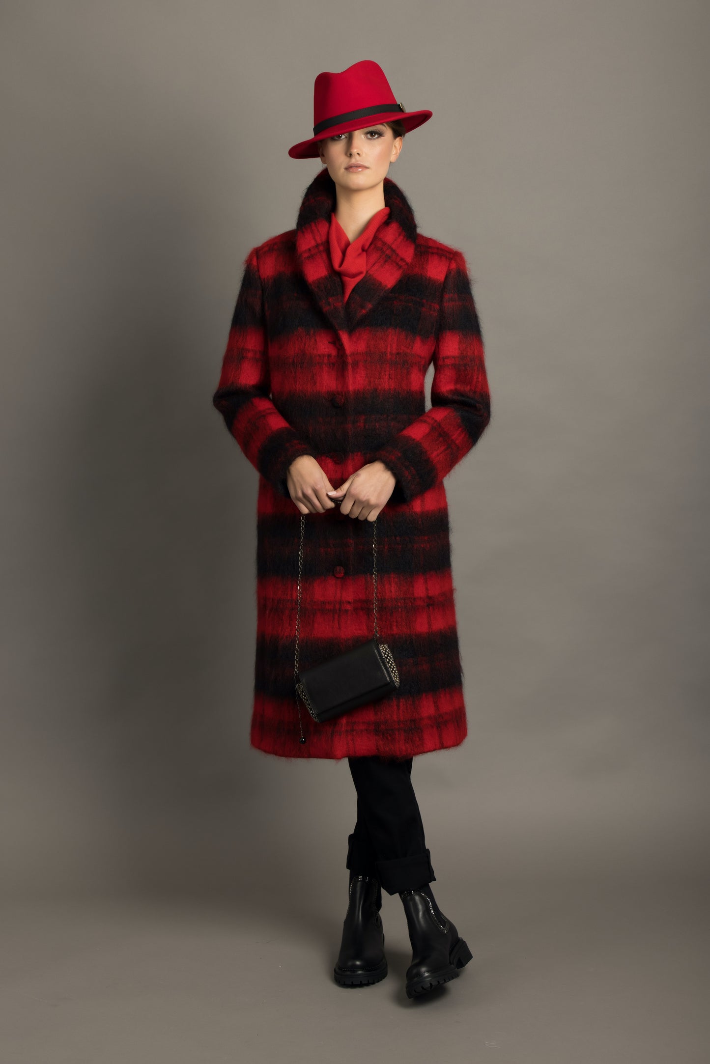 Red & Black Mohair Wool